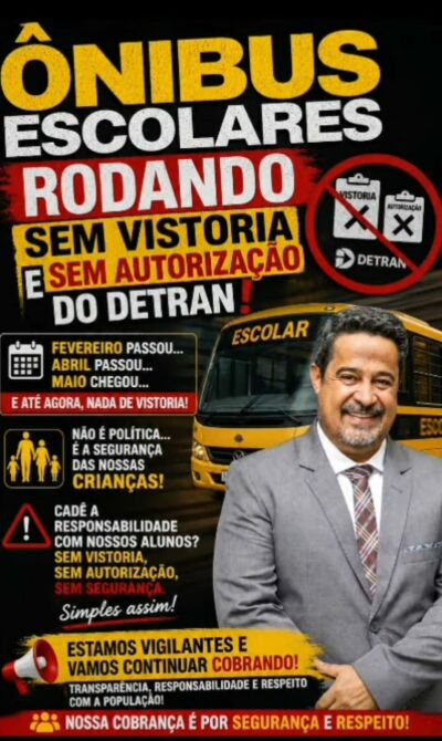 Imagem da notícia Vereador Vanderson Cardoso denuncia ônibus sem vistoria e cobra prefeitura de Chapadão do Sul por risco a alunos